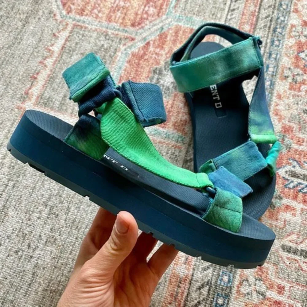 NIB Anthropologie Silent D Morgan Sport Womens Sandals Blue Green Tie-Dye 37